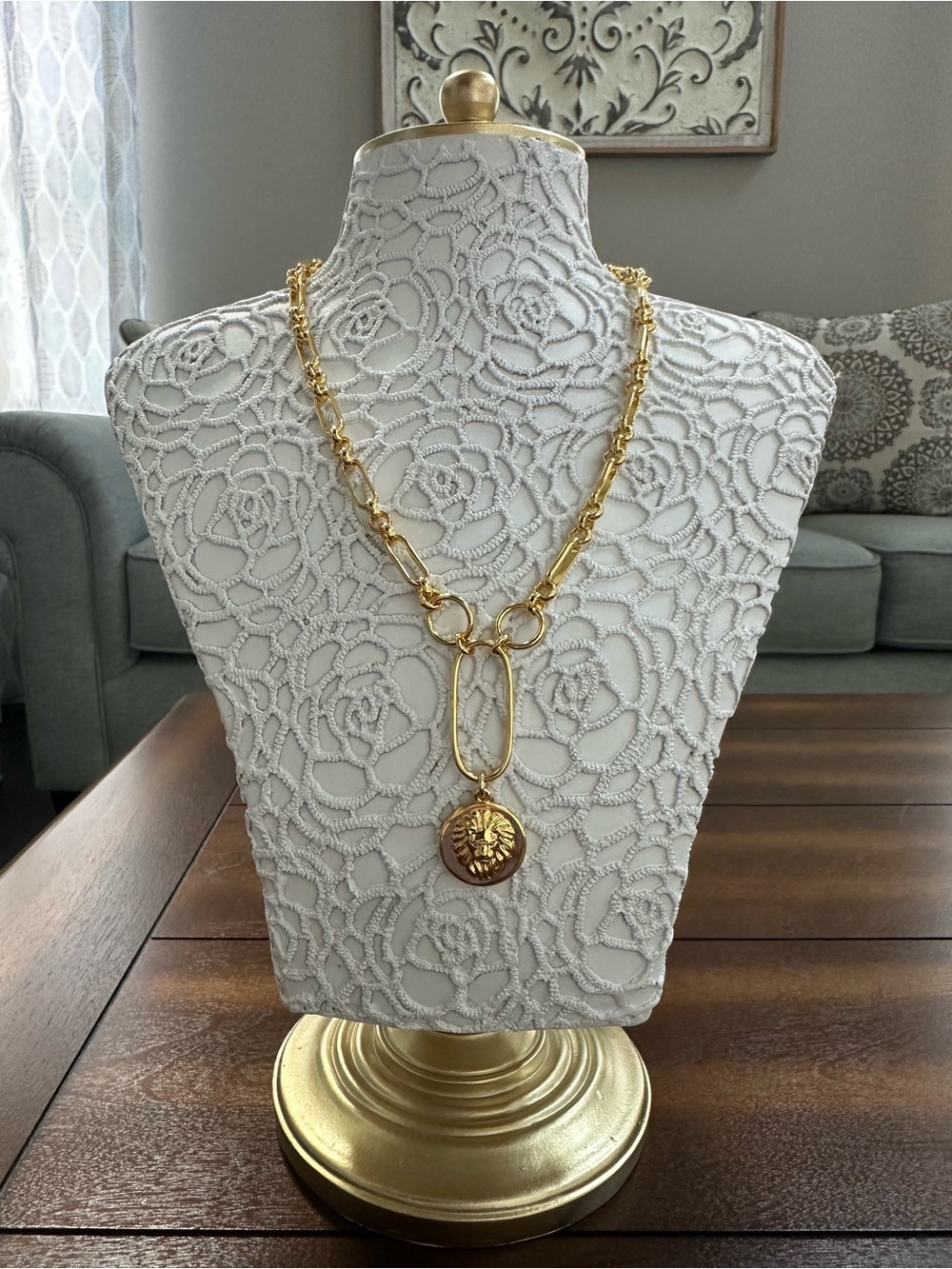 Sahira Zoe Lion Medallion Lariat Necklace